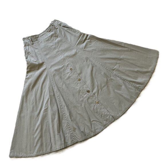 Mondi Khaki Maxi Skirt Button Front Pockets Vintage 80s Women's 27" Waist - Picture 1 of 6
